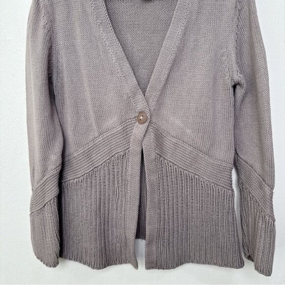 Pure Handknit Womens M/L Tan Cotton Chunky Knit Cardigan - Picture 5 of 15